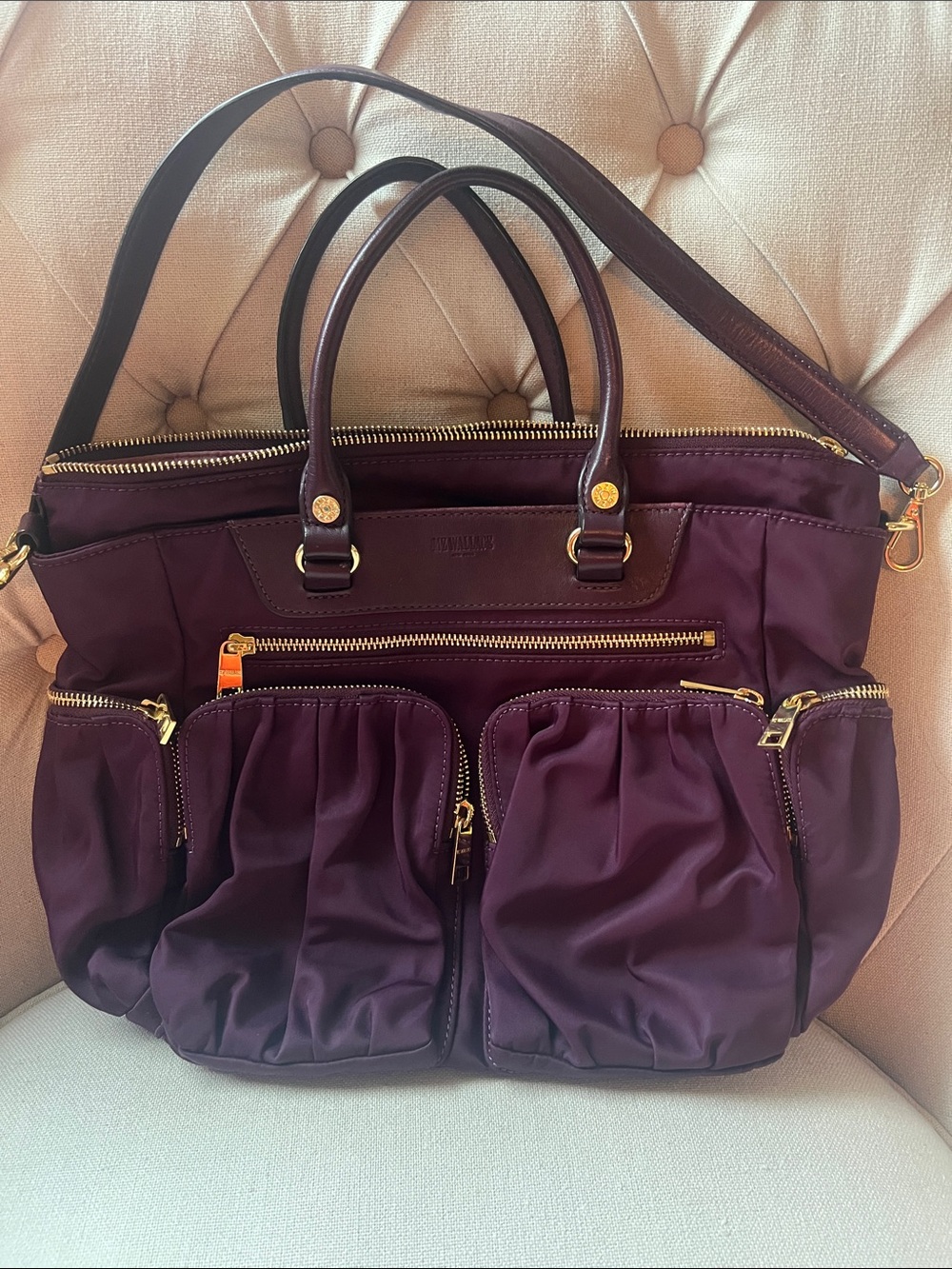 MZ Wallace crossbody Satchel in Plum (Eggplant) Bedford Nylon MZ . Crossbody